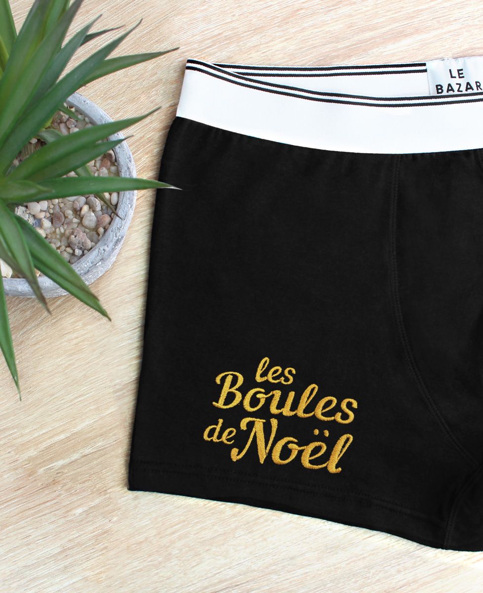Boxer Les boules de Noël brodé