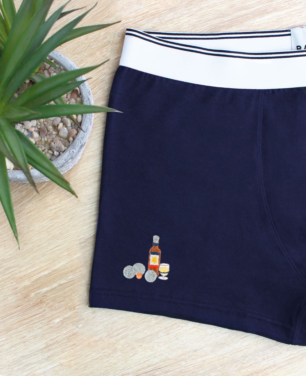 Boxer P'tit jaune & pétanque (brodé) - Apéro