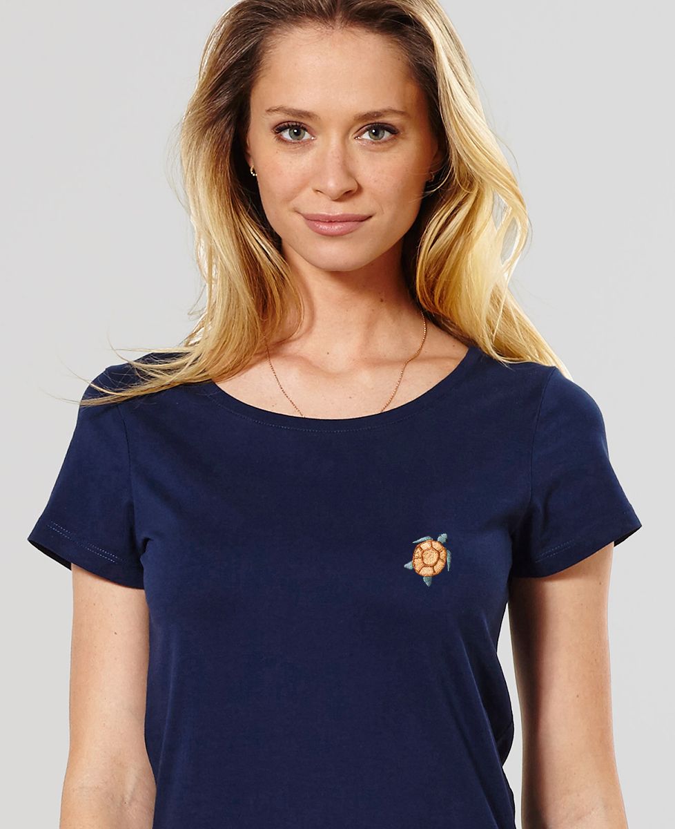 Camiseta de mujer Tortuga marina (bordada) - Animales