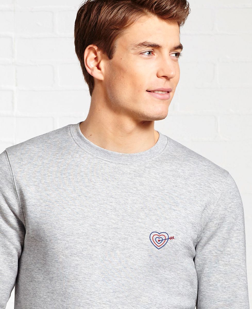 Sweatshirt homme Cible coeur (brodé) - Cadeaux Couple
