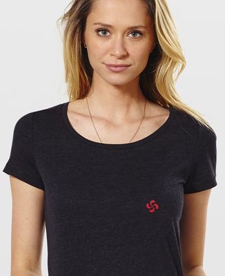T-shirt Noir à Manches Bridées Avec Motif Croix - Taille 48 Pour Femme