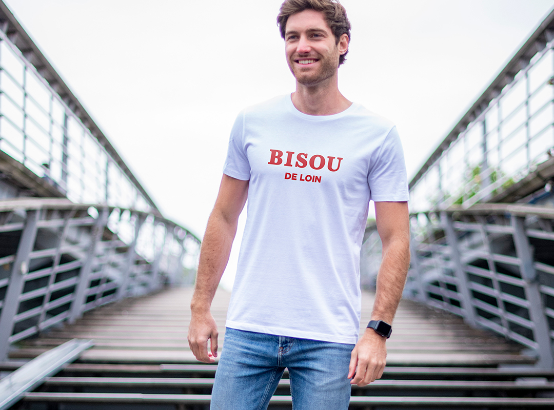 T-shirt homme Bisou de Loin (effet velours) - Monsieur TSHIRT©