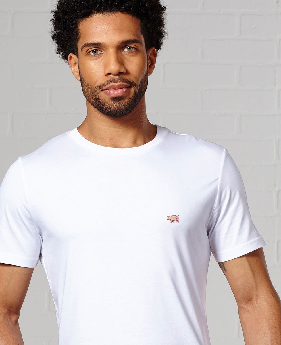Heren-T-shirt Varken (geborduurd) - Dieren