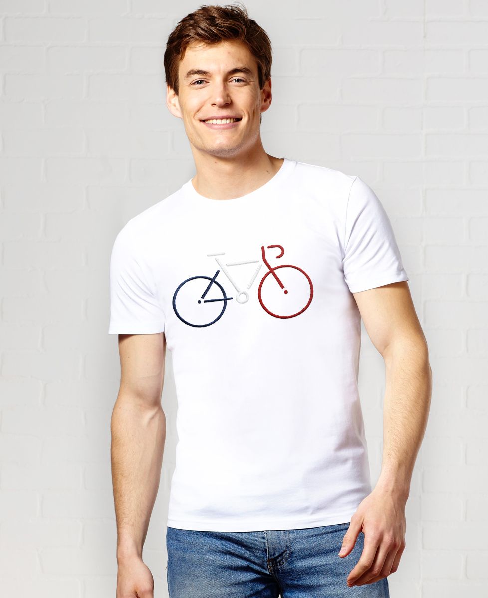 Heren-T-shirt Grote fiets (geborduurd) - Sport, Fiets