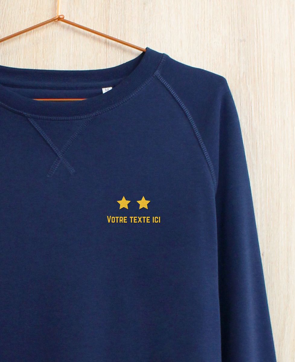 Sweatshirt homme Deux étoiles brodé personnalisé
