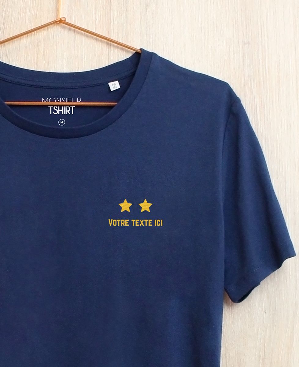 T-Shirt homme Deux étoiles brodé personnalisé