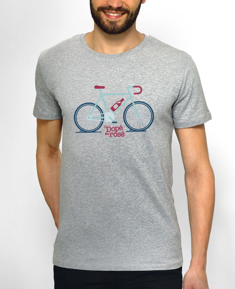 T-shirt homme Dopé au rosé - Sport, Apéro, Vélo