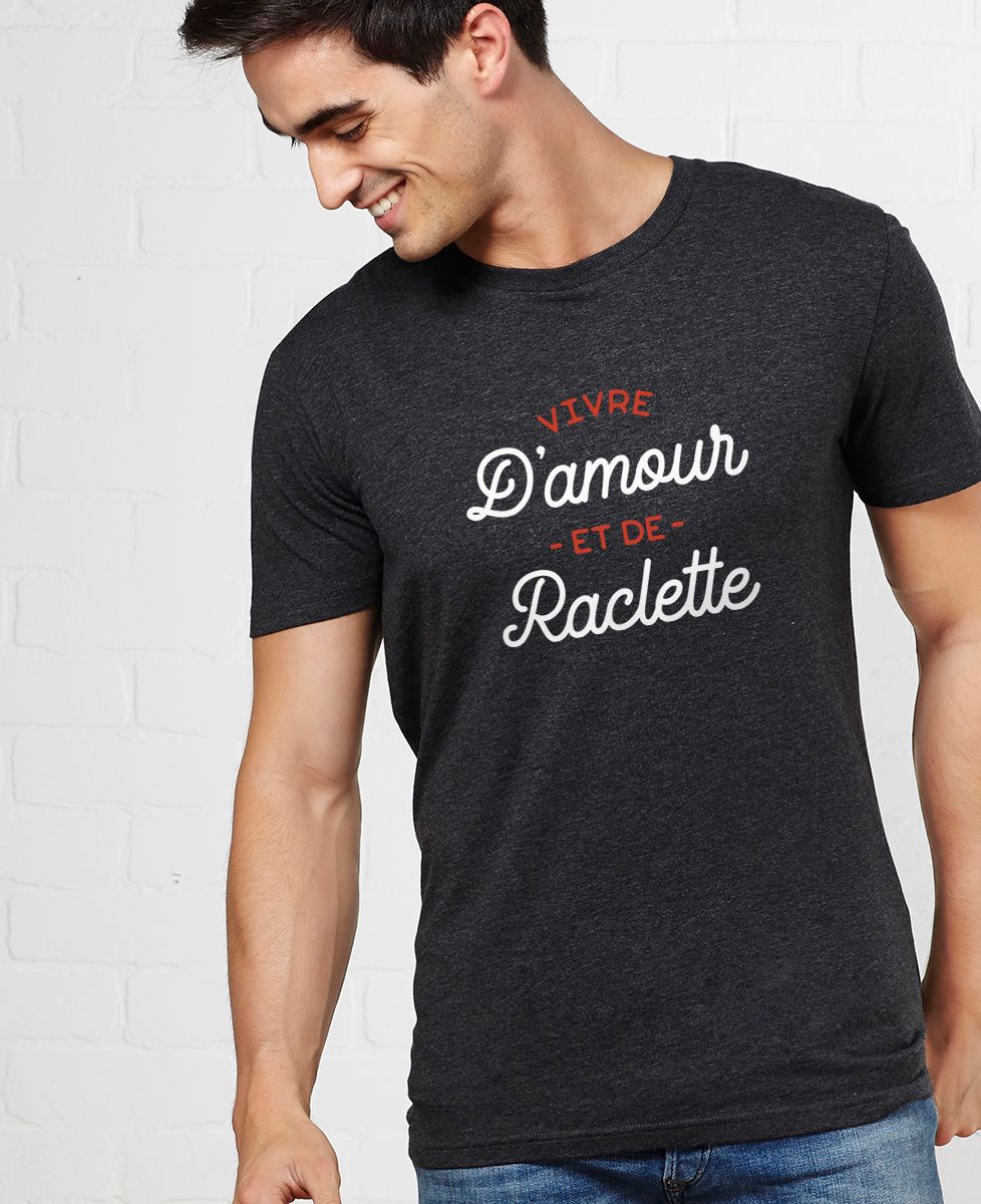 T-shirt homme Vivre d'amour et de raclette