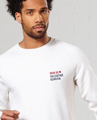 Sweatshirt homme Papa de prénoms perso (brodé) - Cadeaux Papa, Cadeaux Maman, Future Maman