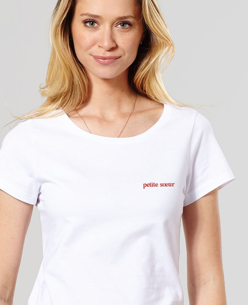 T-shirt femme Petite soeur (brodé) - Cadeau Soeur