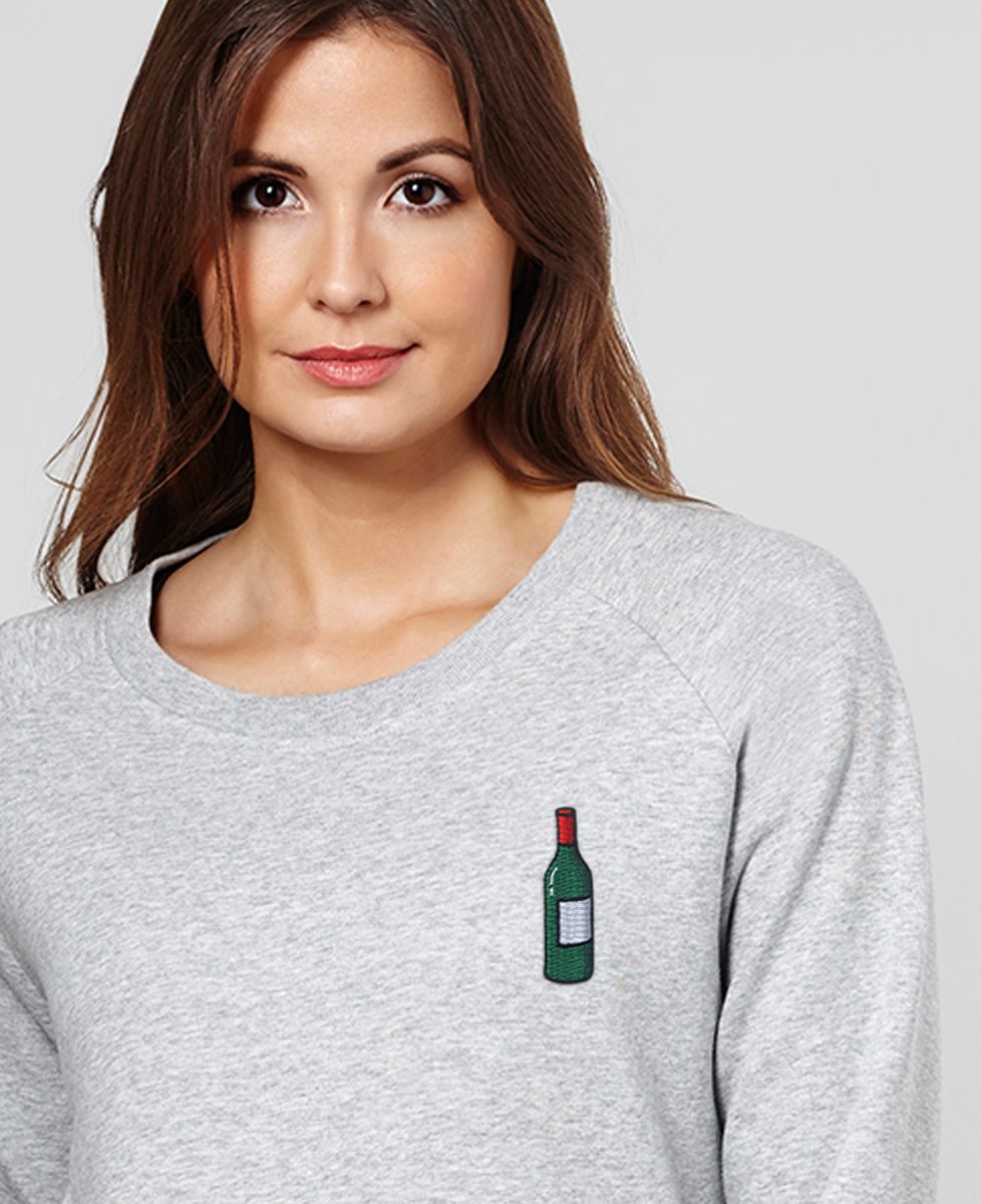 Sweatshirt femme Écusson Bouteille de vin