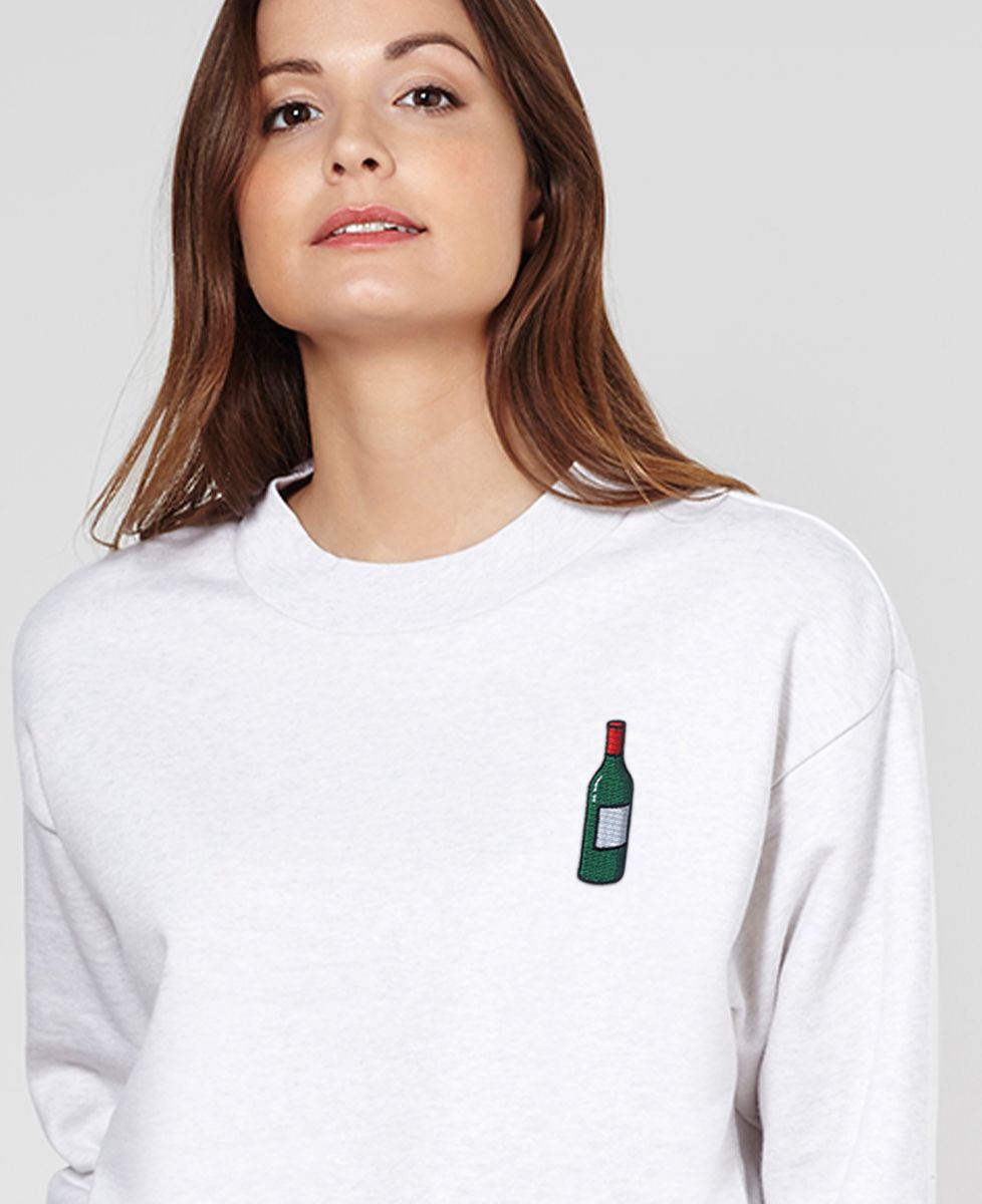 Sweatshirt femme Écusson Bouteille de vin