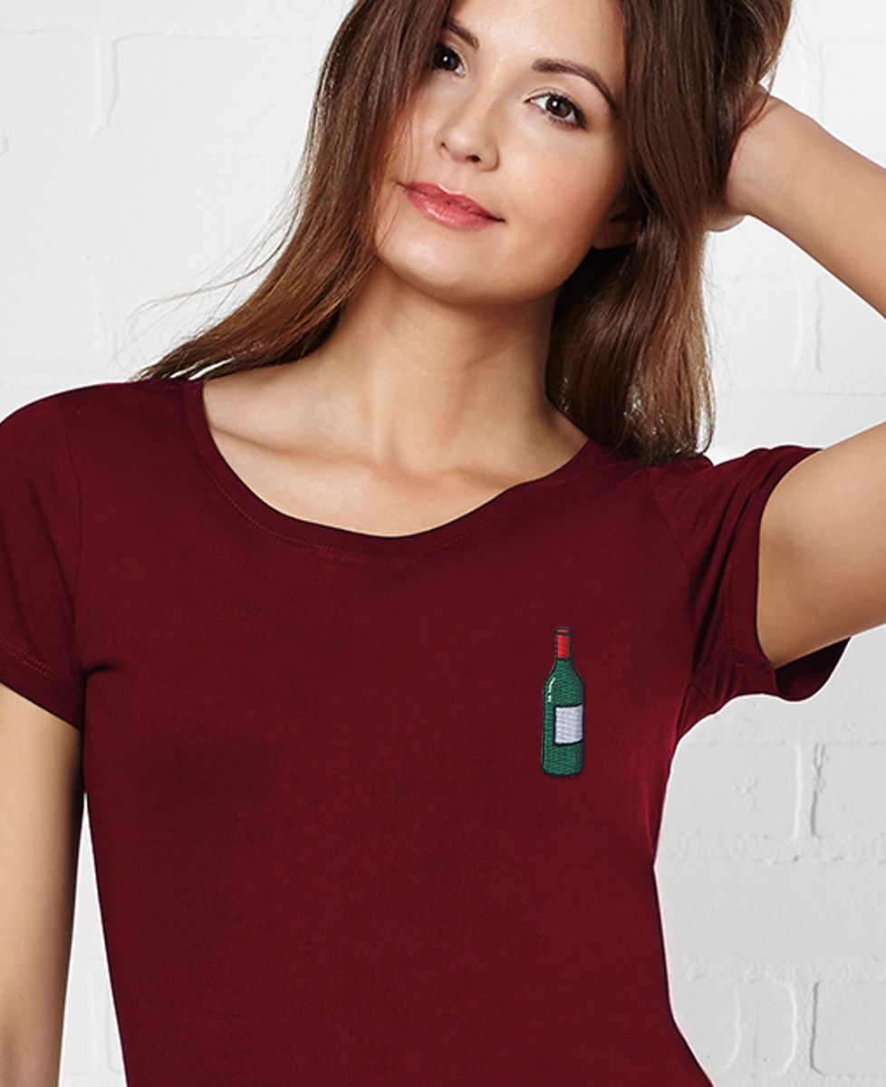 T-Shirt femme Écusson Bouteille de vin