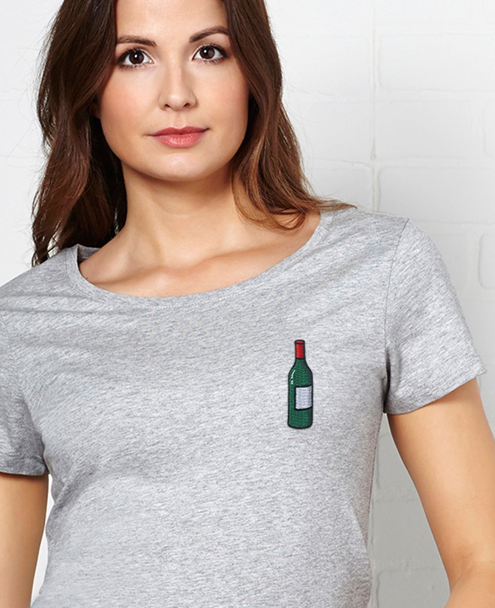 T-Shirt femme Écusson Bouteille de vin