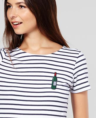 T-Shirt femme Écusson Bouteille de vin
