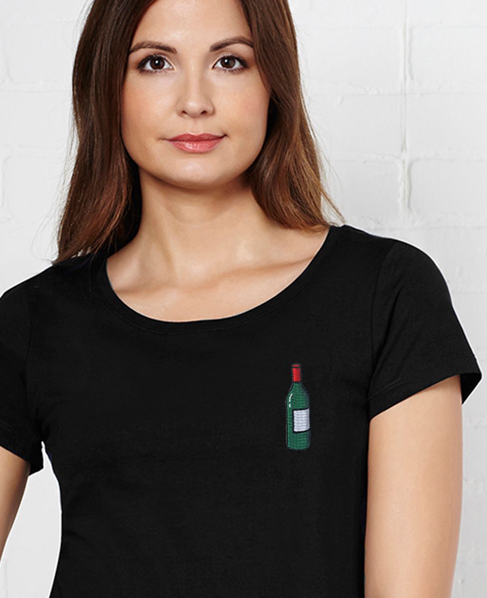 T-Shirt femme Écusson Bouteille de vin