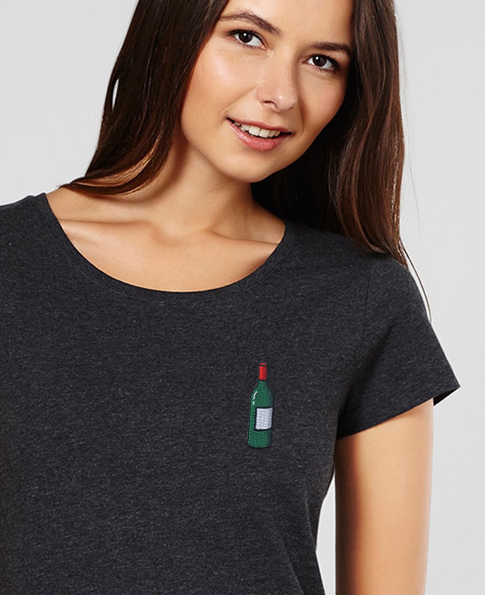 T-Shirt femme Écusson Bouteille de vin