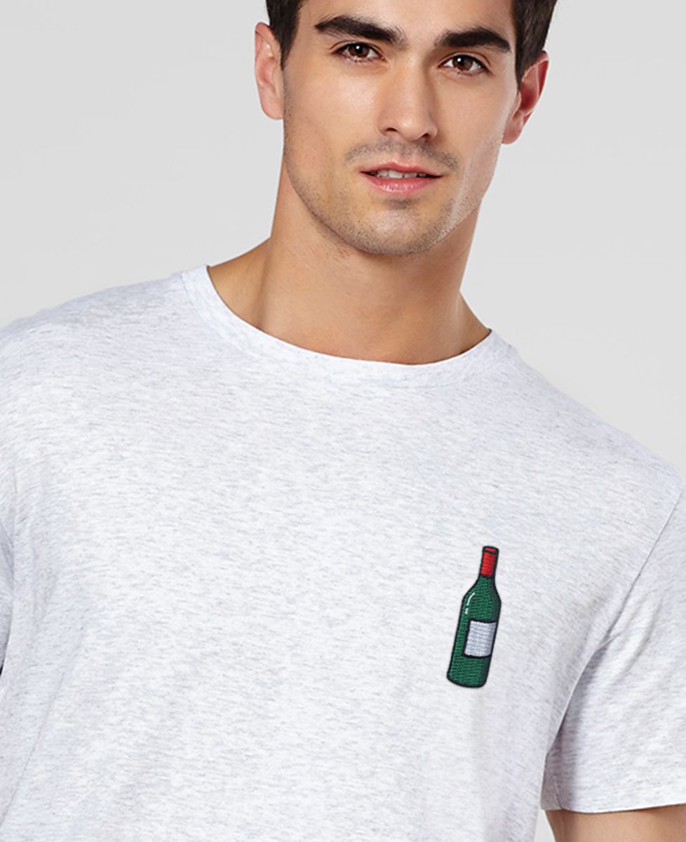 T-Shirt homme Écusson Bouteille de vin