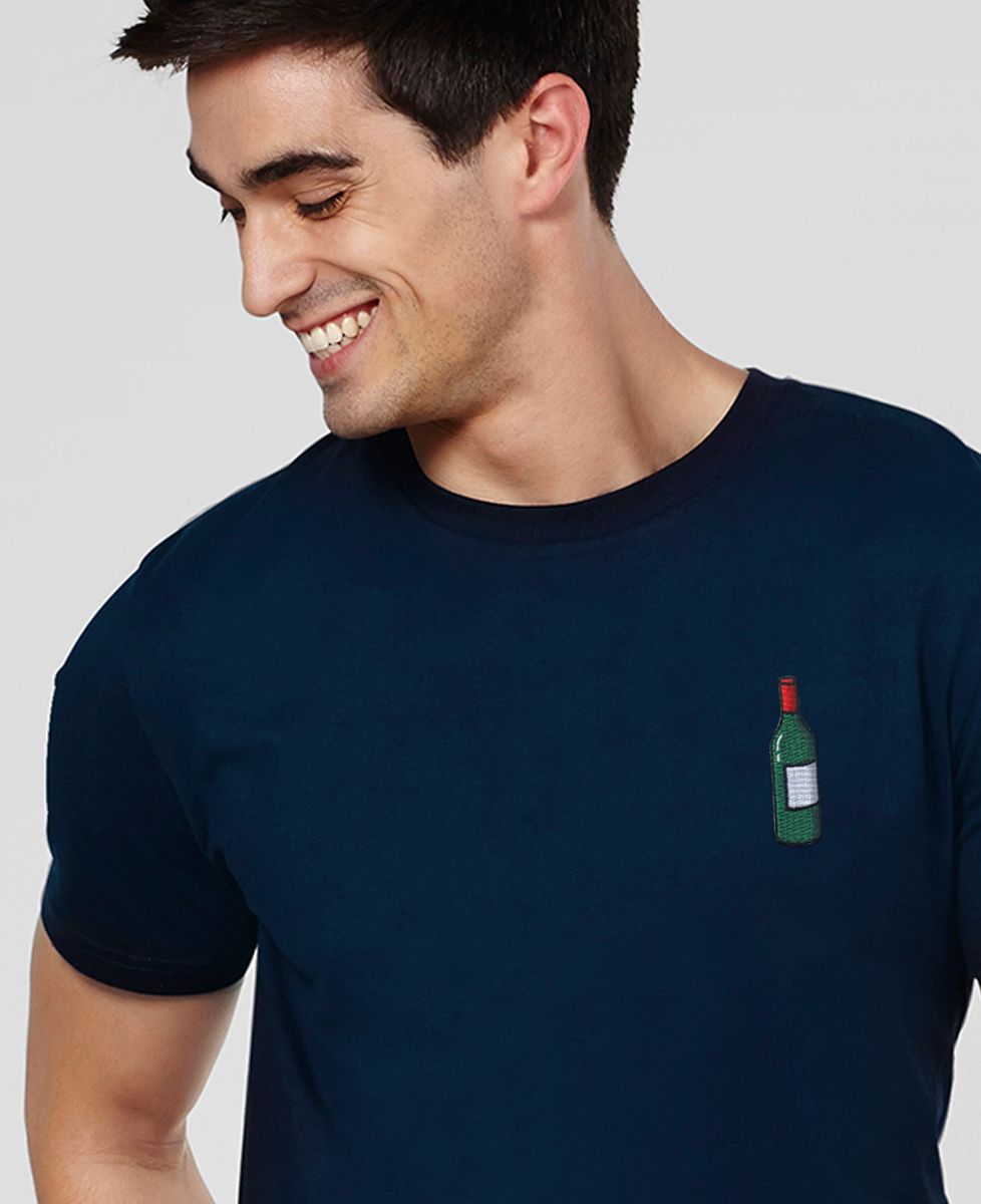 T-Shirt homme Écusson Bouteille de vin