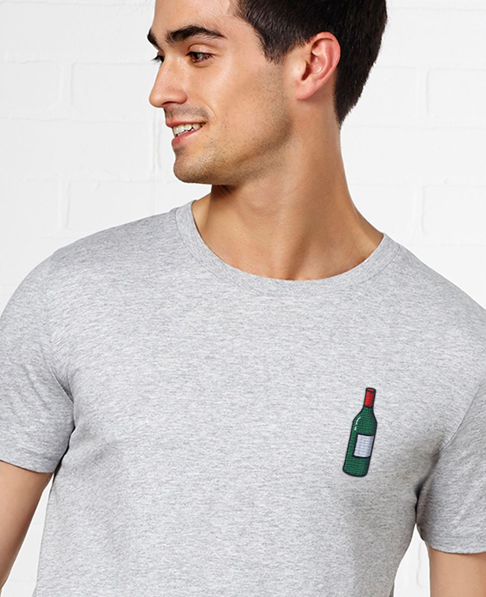 T-Shirt homme Écusson Bouteille de vin