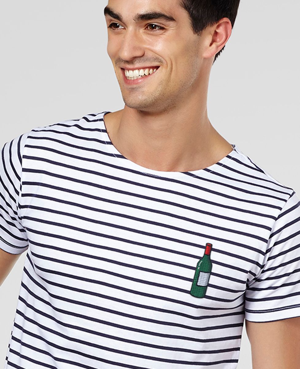 T-shirt homme Écusson Bouteille de vin - Apéro