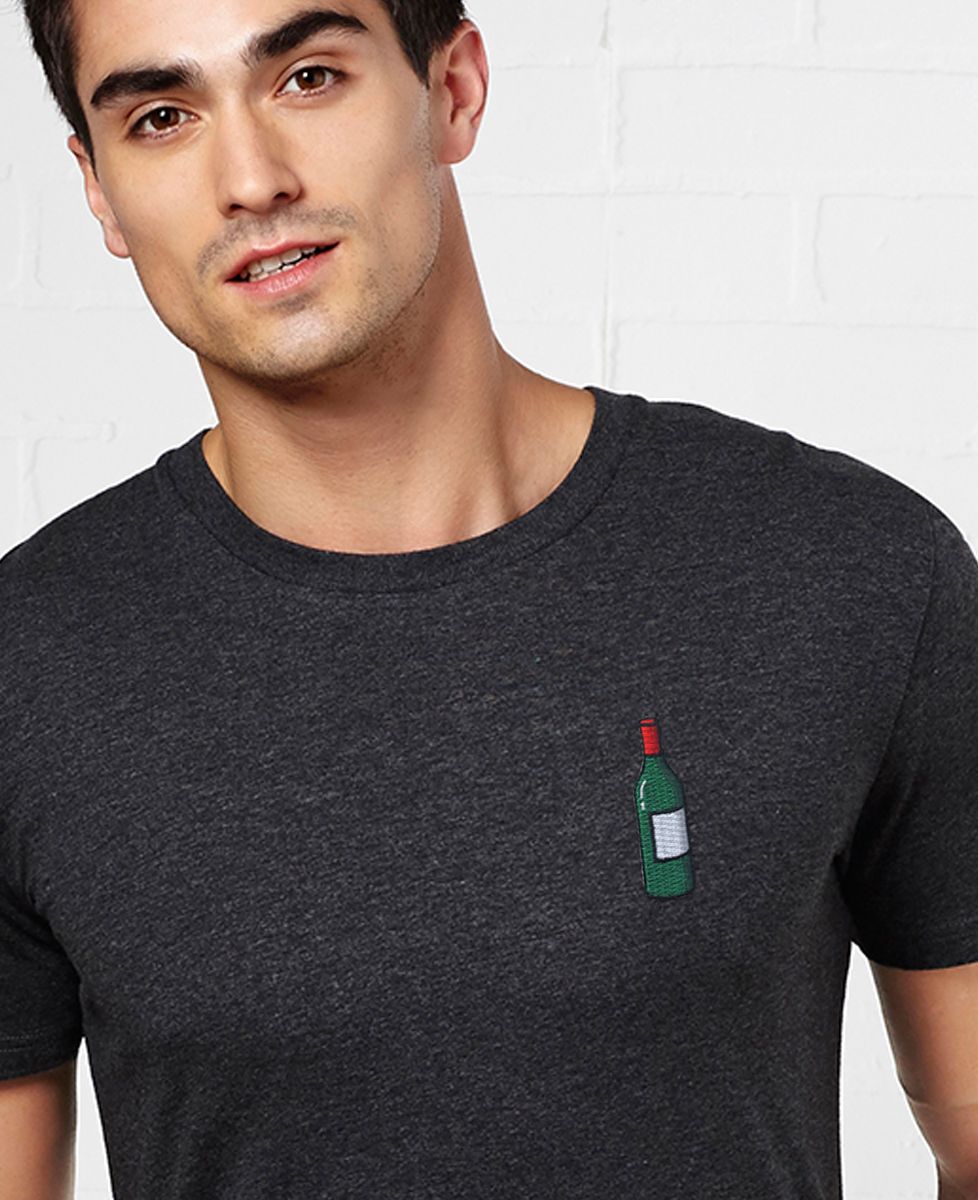T-Shirt homme Écusson Bouteille de vin