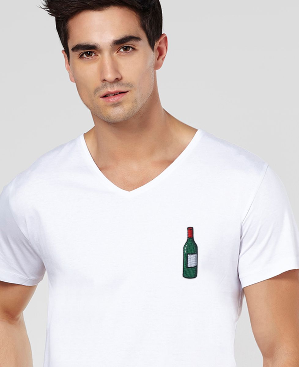 T-Shirt homme Écusson Bouteille de vin