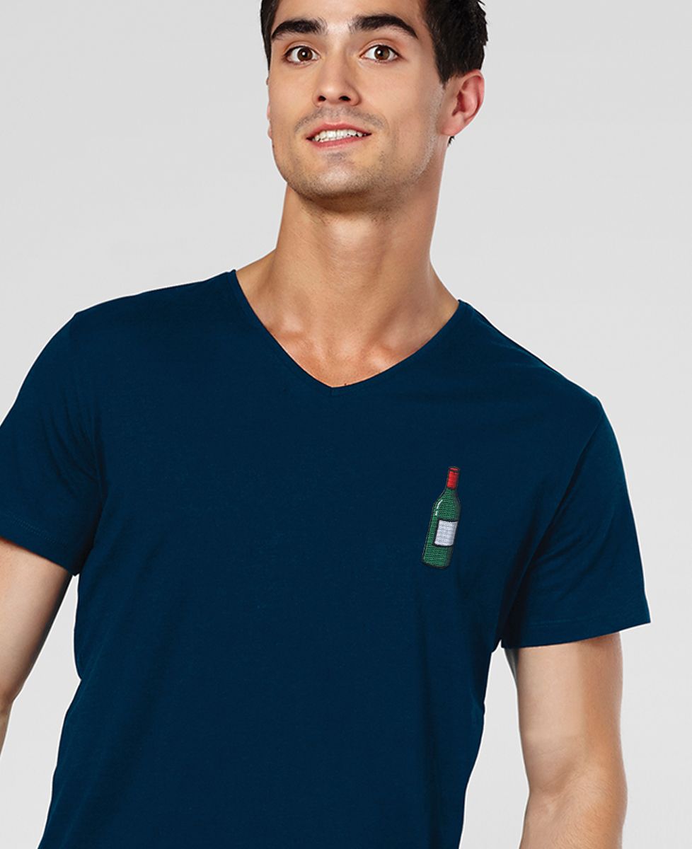 T-Shirt homme Écusson Bouteille de vin