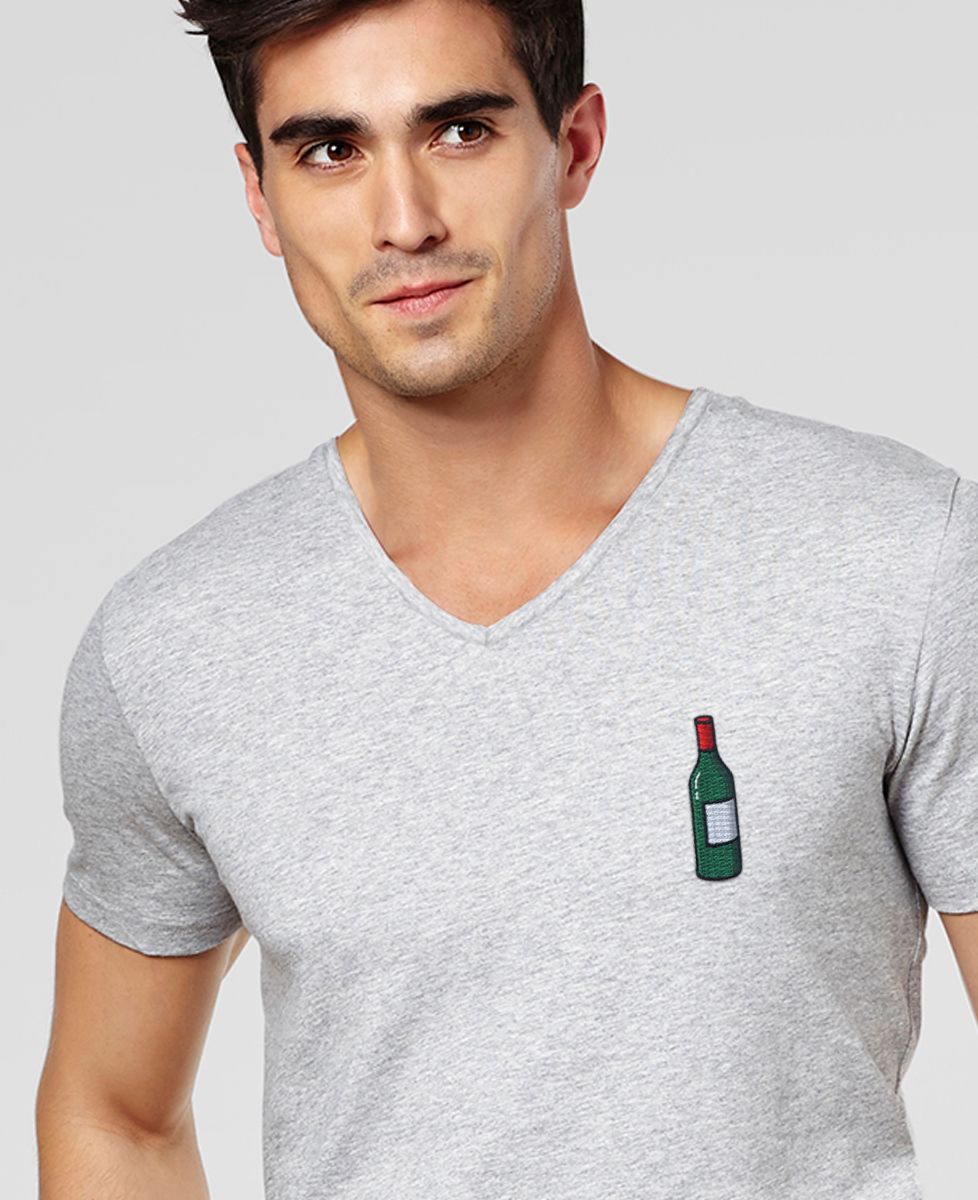 T-Shirt homme Écusson Bouteille de vin