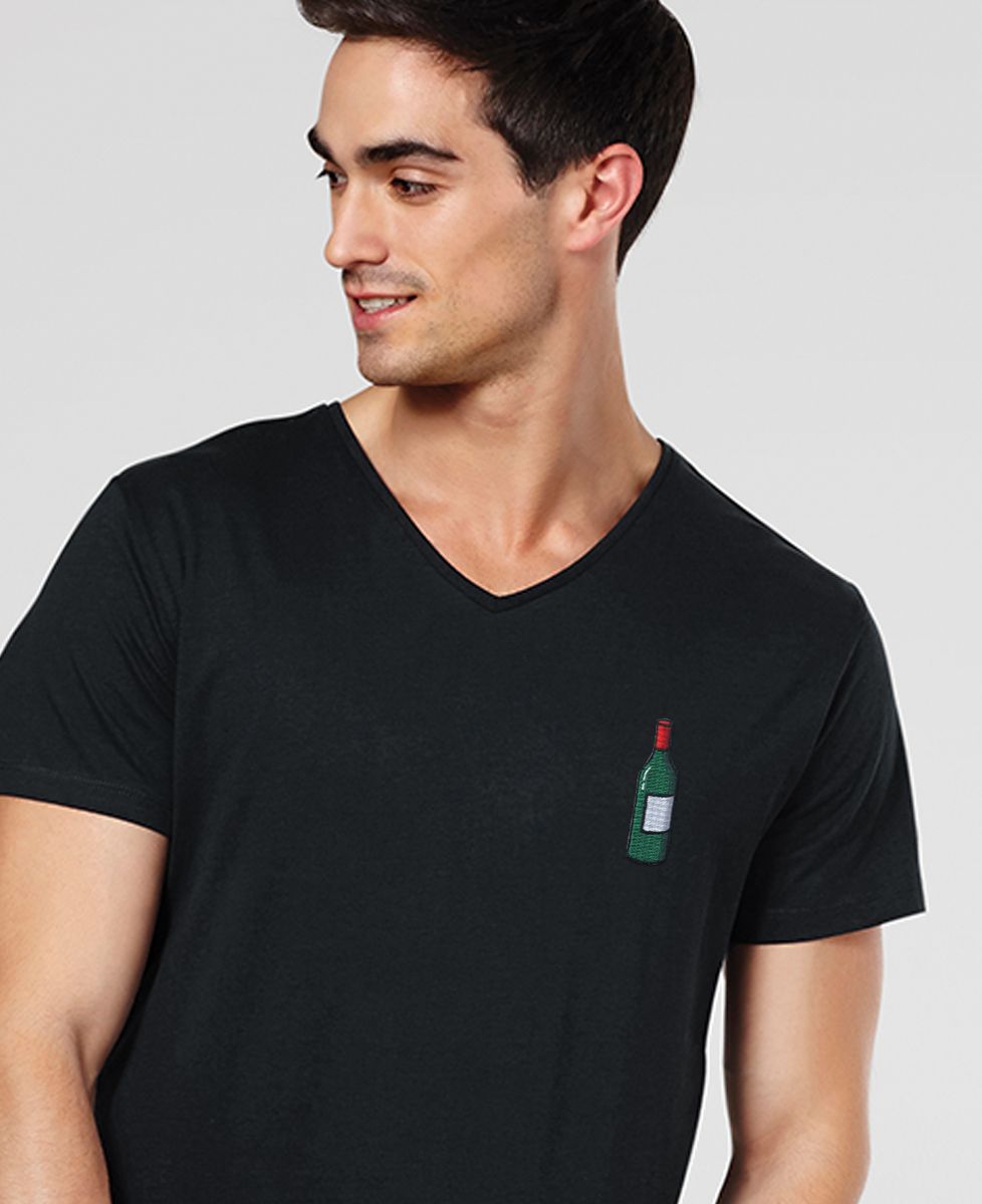 T-Shirt homme Écusson Bouteille de vin