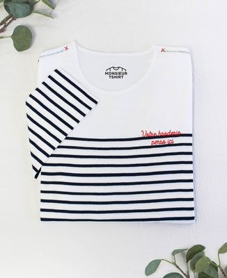 Marinière femme texte brodé personnalisé II