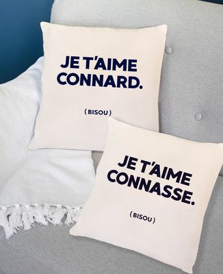 Coussin Je t'aime Connard - Cadeaux Couple, Mariage
