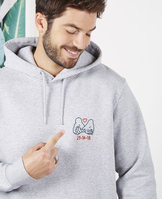 Men's hoodie Personalized embroidered meeting date - Couple gifts