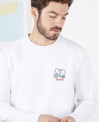 Men's sweatshirt Personalized embroidered meeting date - Couple gifts