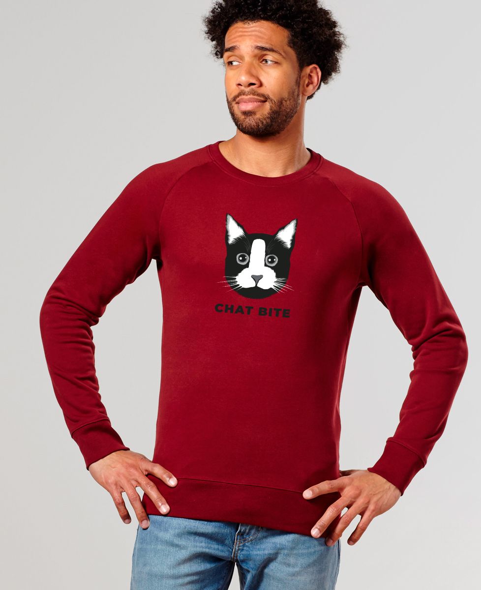 Sweatshirt homme Chat bite - Cadeaux Couple, Animaux