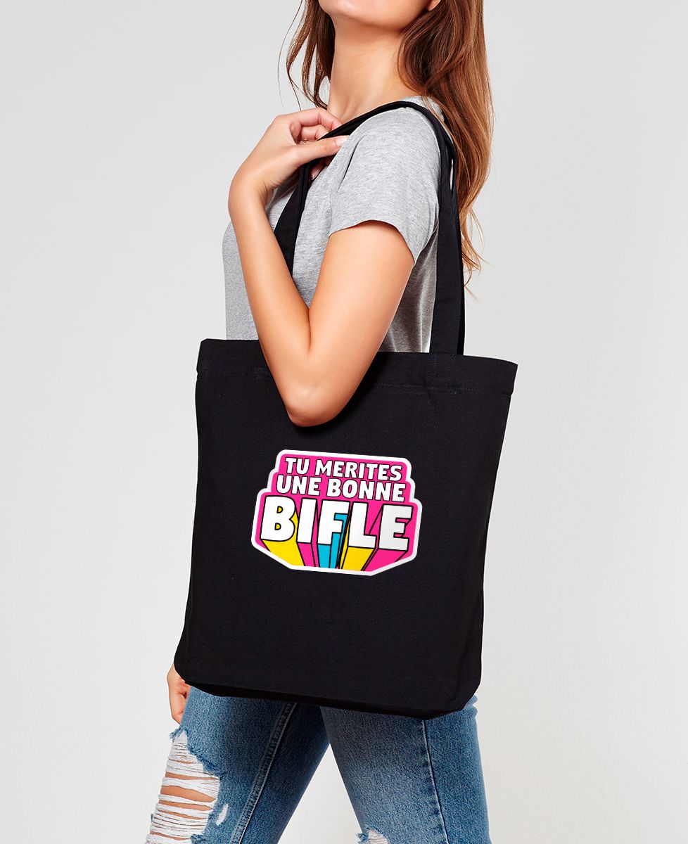 Tote bag Tu mérites une bonne bifle - Cadeaux Couple