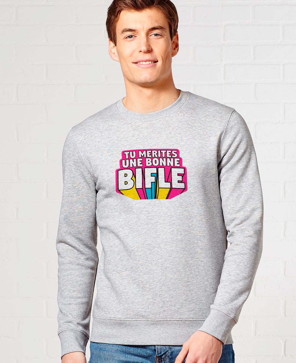 Sweatshirt homme Tu mérites une bonne bifle - Cadeaux Couple