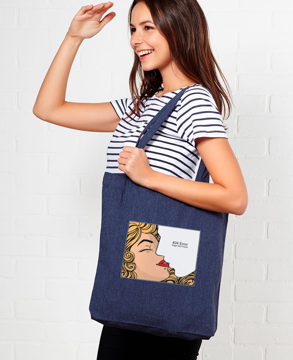 Tote bag Retro kiss with white stroke - Cadeaux Couple