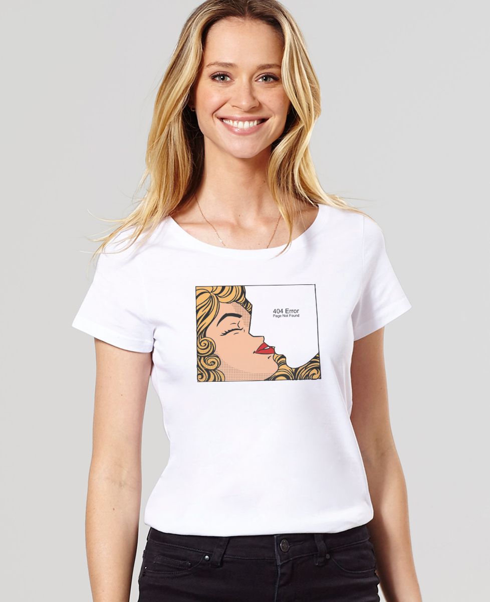 T-shirt femme Retro kiss with white stroke - Cadeaux Couple