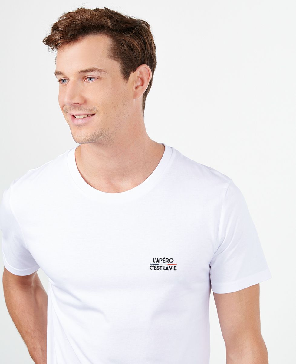 T-shirt homme L'apéro c'est la vie (brodé) - Sport, Apéro, Football, Rugby