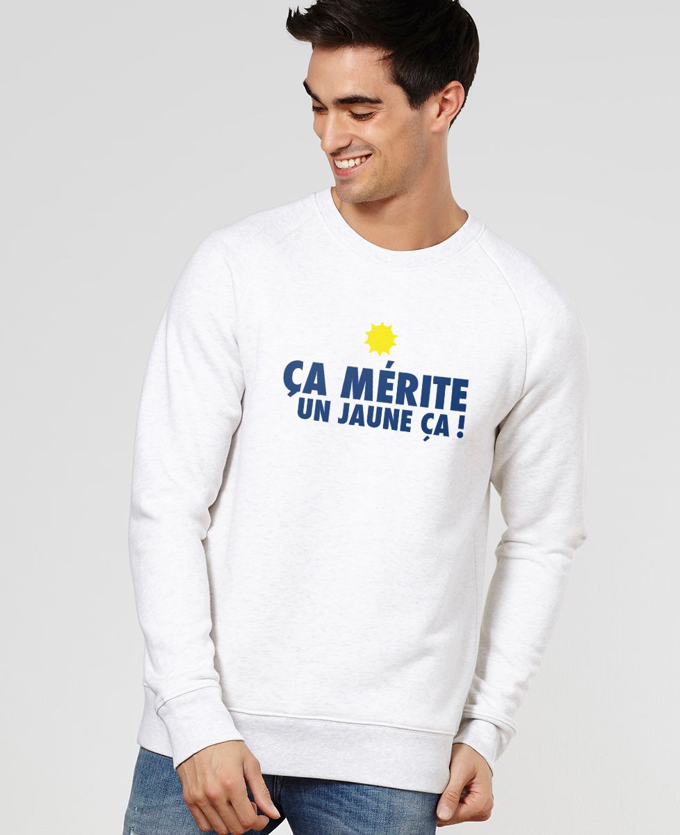 Sweatshirt homme Ça mérite un jaune
