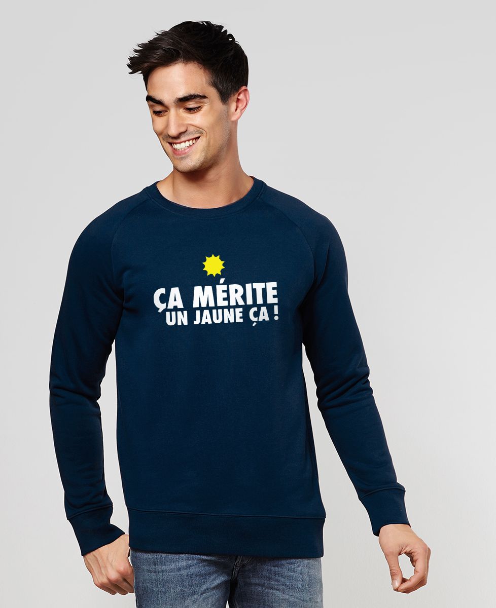 Sweatshirt homme Ça mérite un jaune