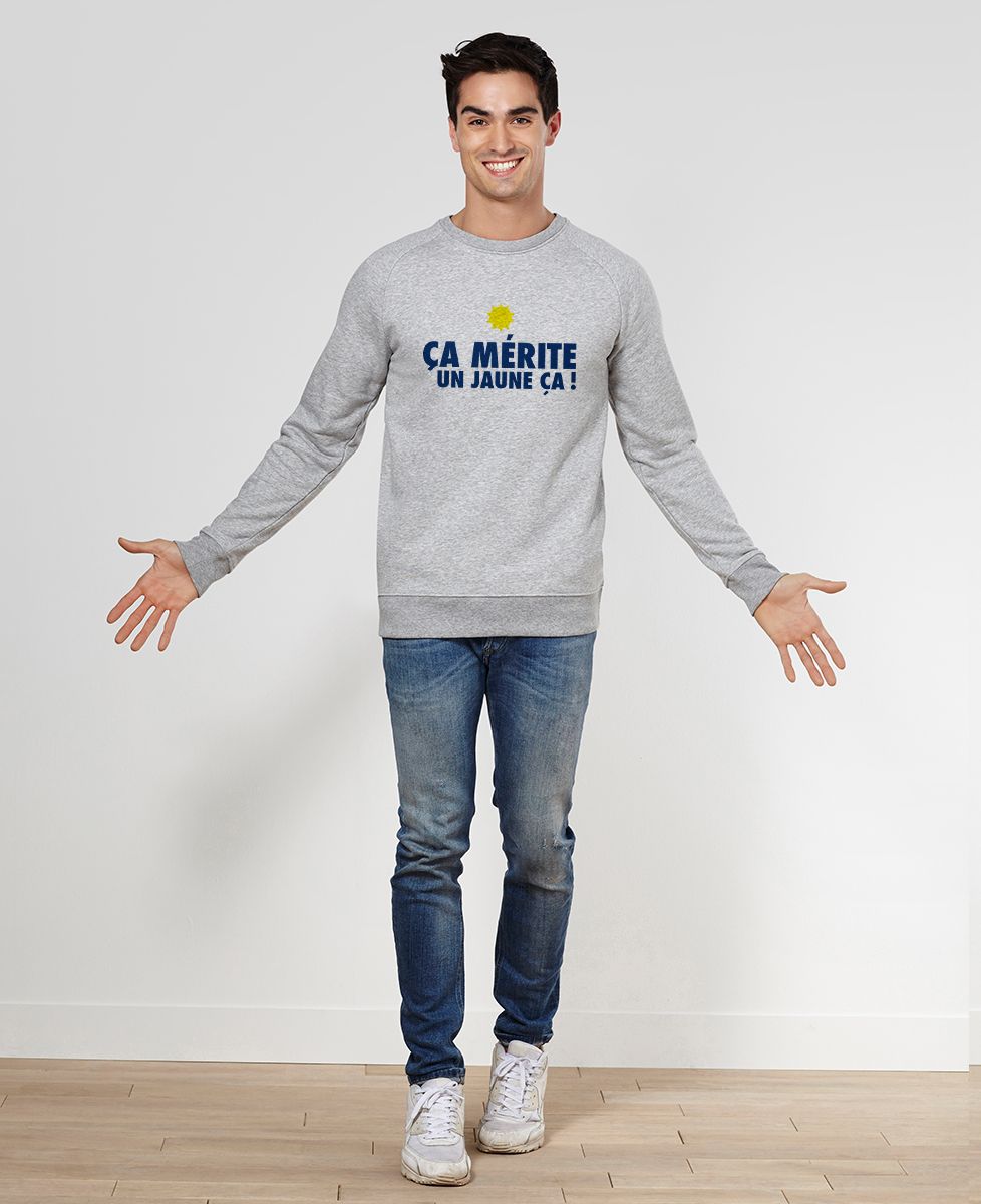 Sweatshirt homme Ça mérite un jaune