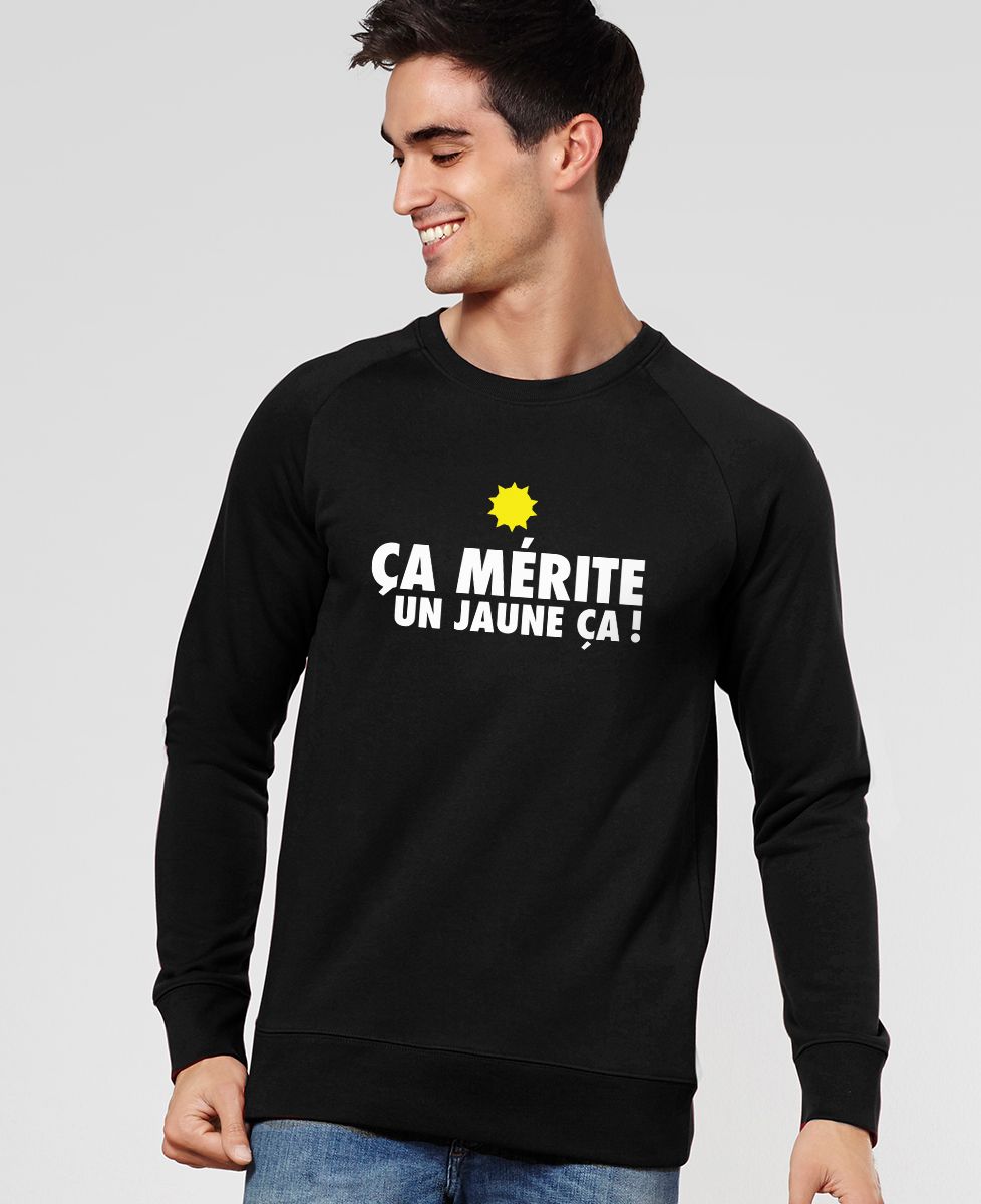 Sweatshirt homme Ça mérite un jaune