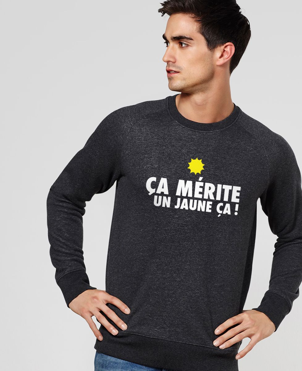 Sweatshirt homme Ça mérite un jaune