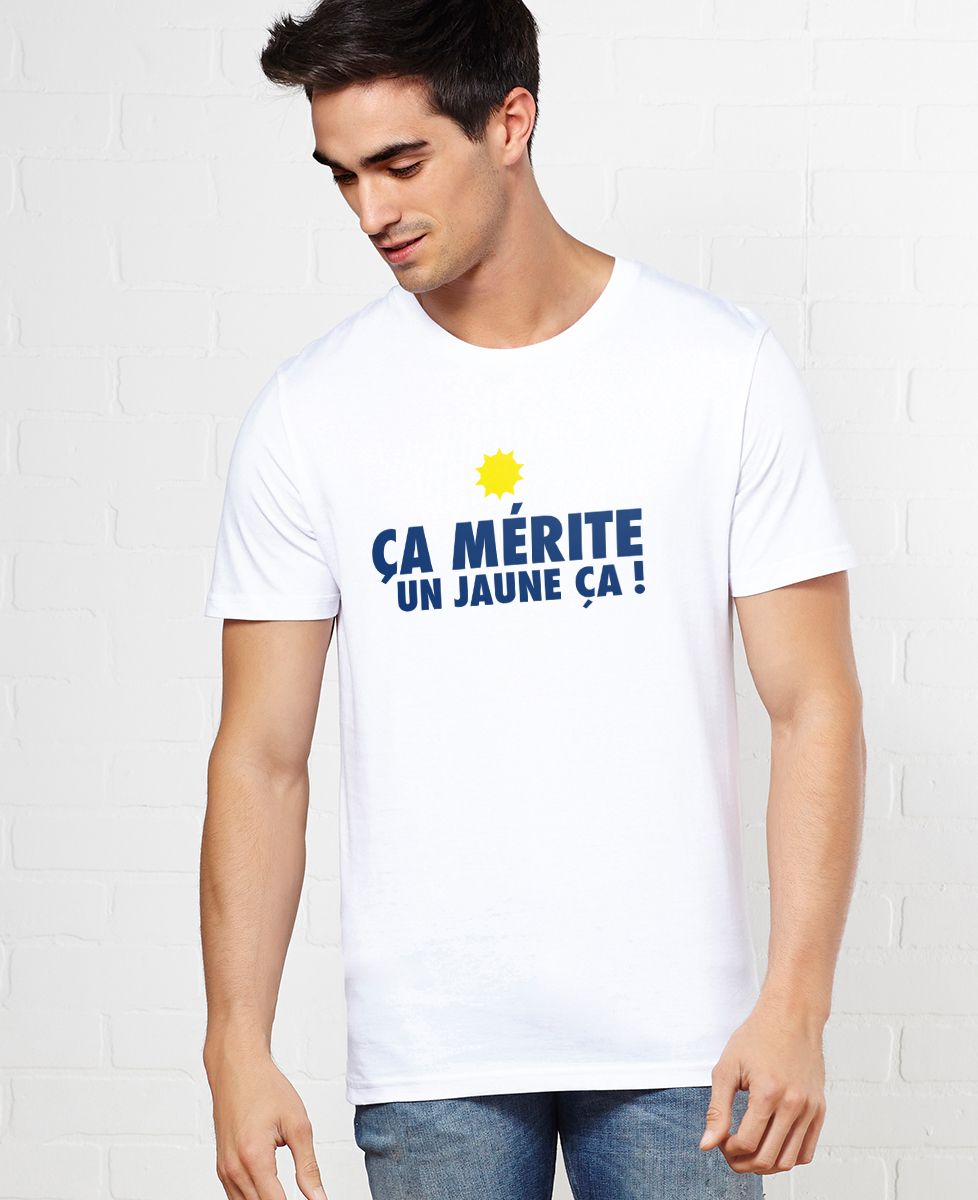 T-shirt homme Ça mérite un jaune - Sport, Apéro, Rugby