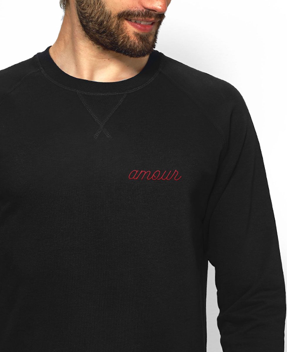 Sweatshirt homme Amour brodé - Cadeaux Couple