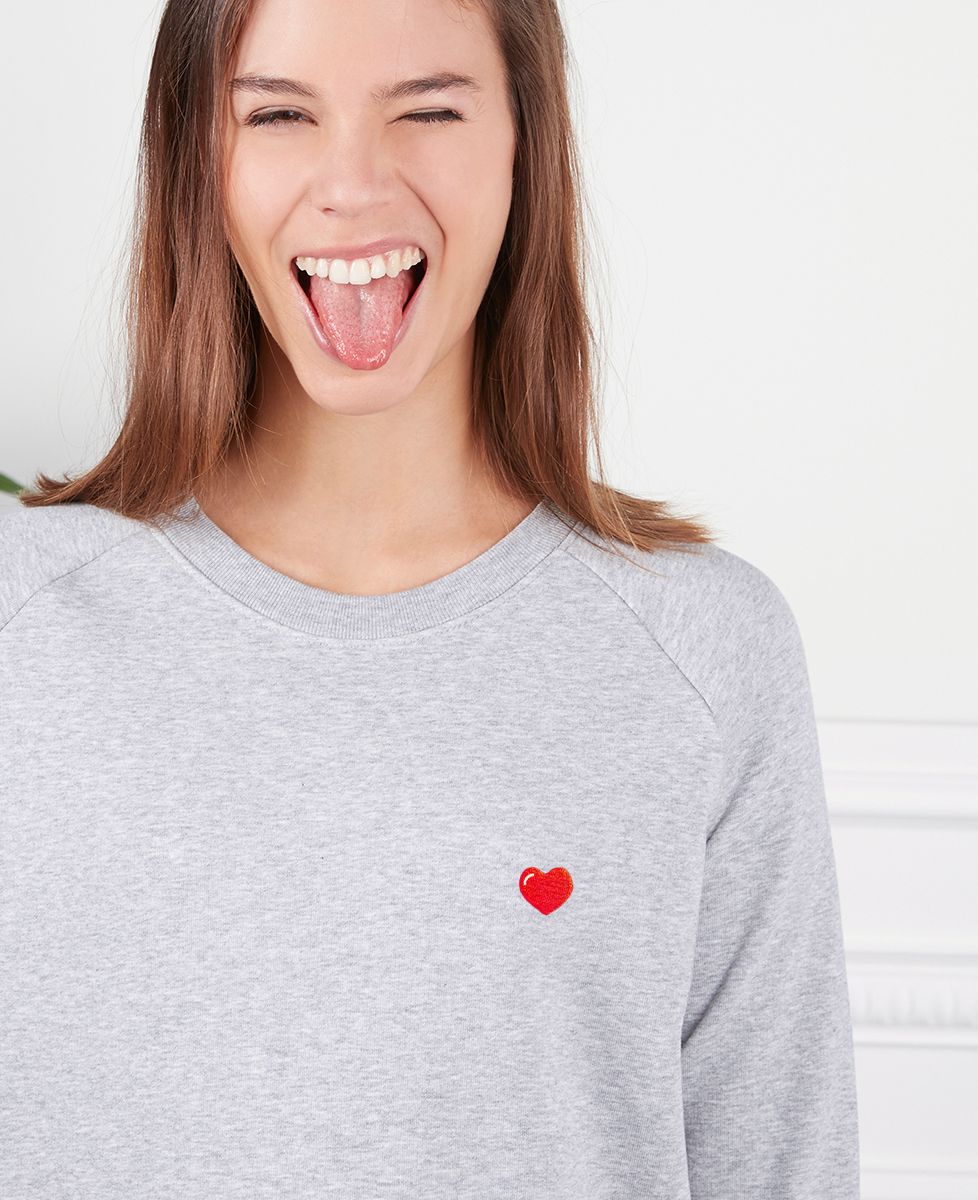 Sweatshirt Frau Herz (gestickt) - Geschenke für Paare