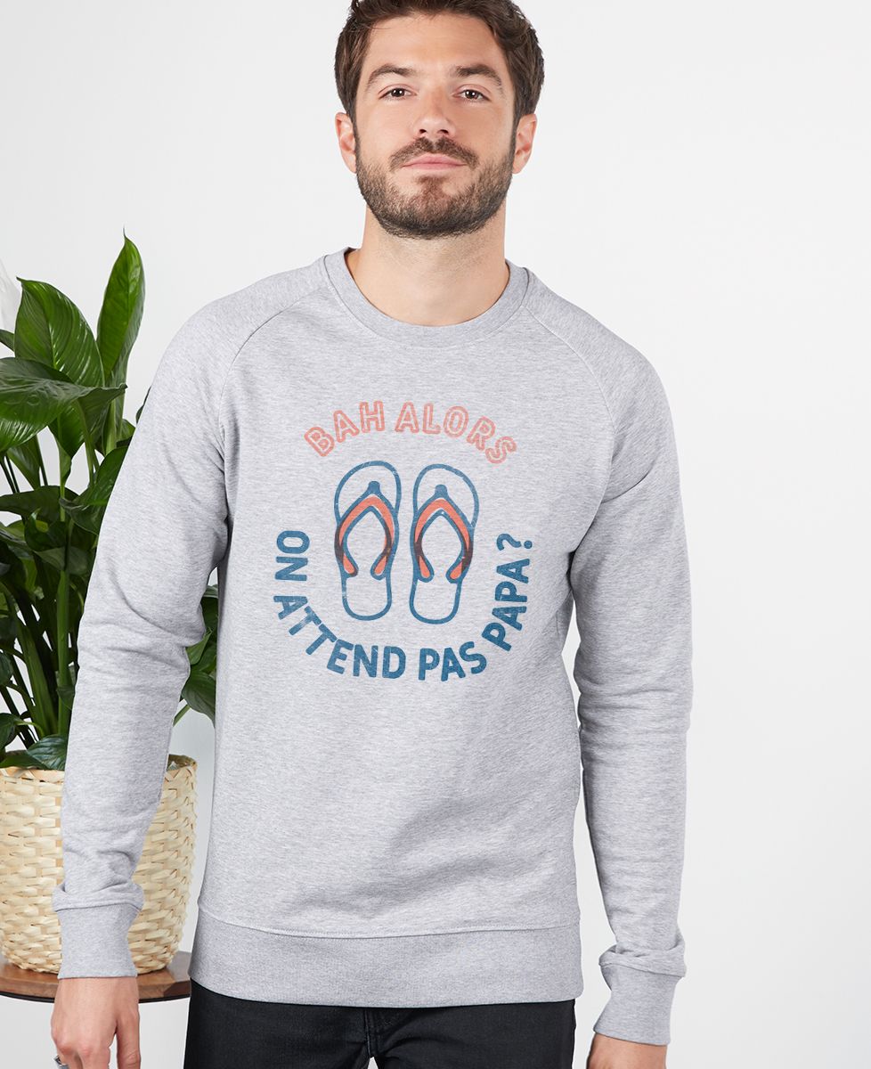 Sweatshirt homme Bah alors on attend pas papa ? - Cadeaux Papa