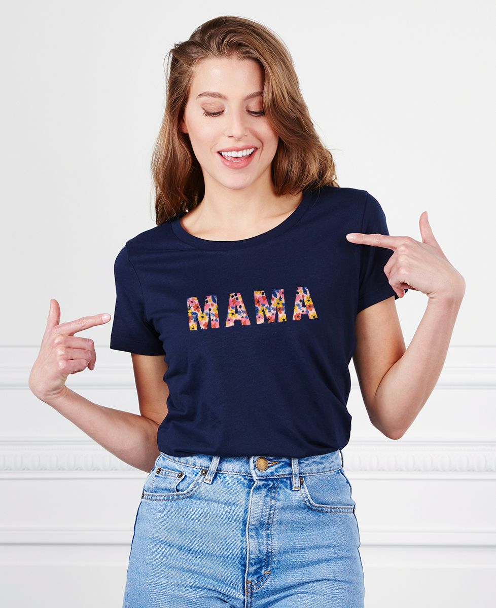 T-shirt femme Mama (motif floral) - Cadeaux Maman
